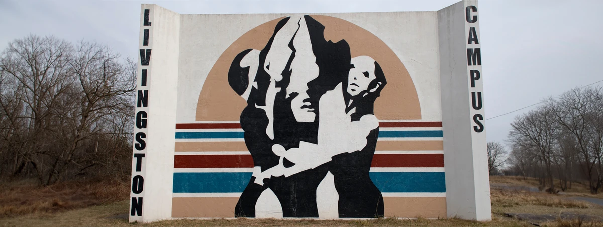 People's Painters mural greets visitors that enter Livingston campus near the Rutgers Preserve